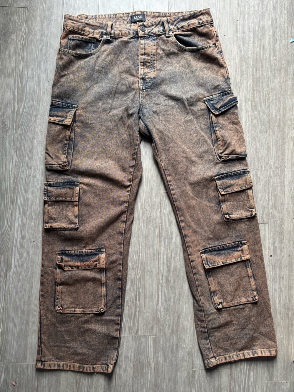 Brown Washed Cargo Pants